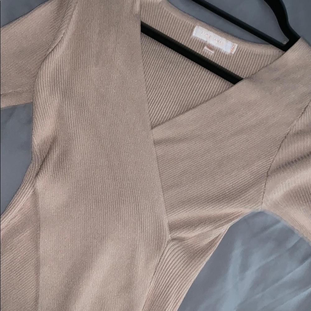 Blush Ribbed Knit wrapped Blouse - Picture 4 of 4